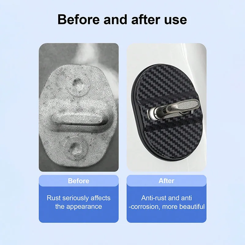 thumbnail image 2 of 4PCS Carbon Fiber Car Door Lock Cover Protector - Universal Self 2 of 11