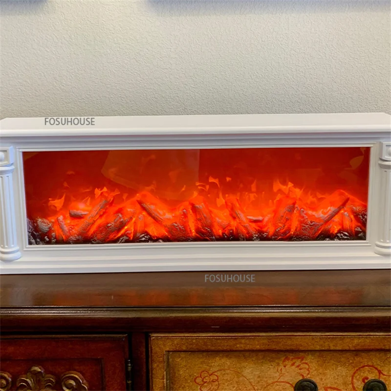 Simulated Fireplaces Flame Lamp Fake Firewood Fireplace European Retro Living Room Decoration Ornaments Light Electric Flame