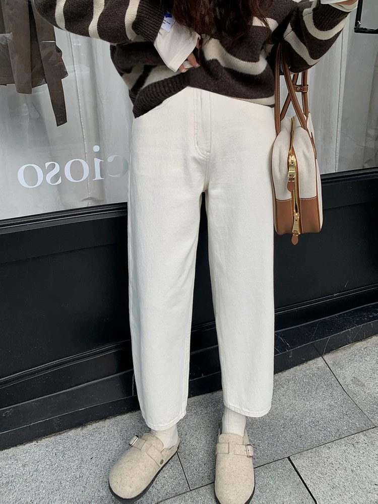봄철 얇은 데님 임산부 바지 캐주얼 루즈핏 9부 임산부 청바지 배 받침 아우터웨어 임산부용 바지
