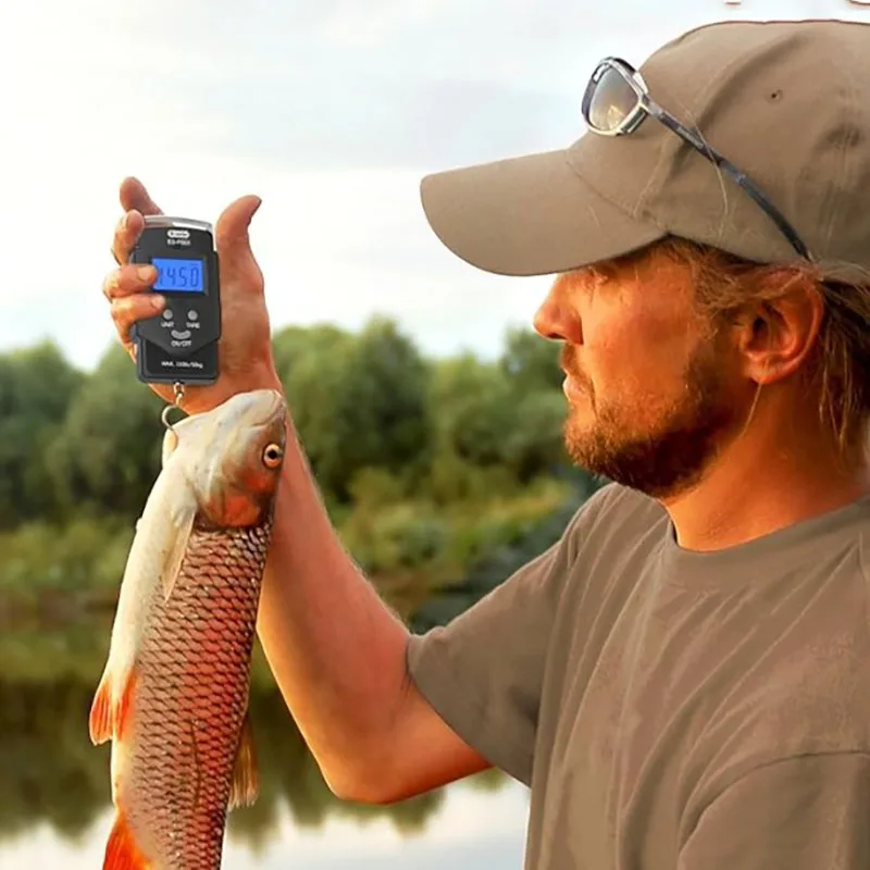 Balance digitale de pêche 10 livres avec écran LCD rétroéclairé - Format poche pour pêche outdoor