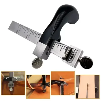 Calibro professionale per taglierina per cintura in pelle per disegnare cintura in pelle Strumento per strisce fai da te Utensili per taglio manuale in pelle con 2 lame affilate