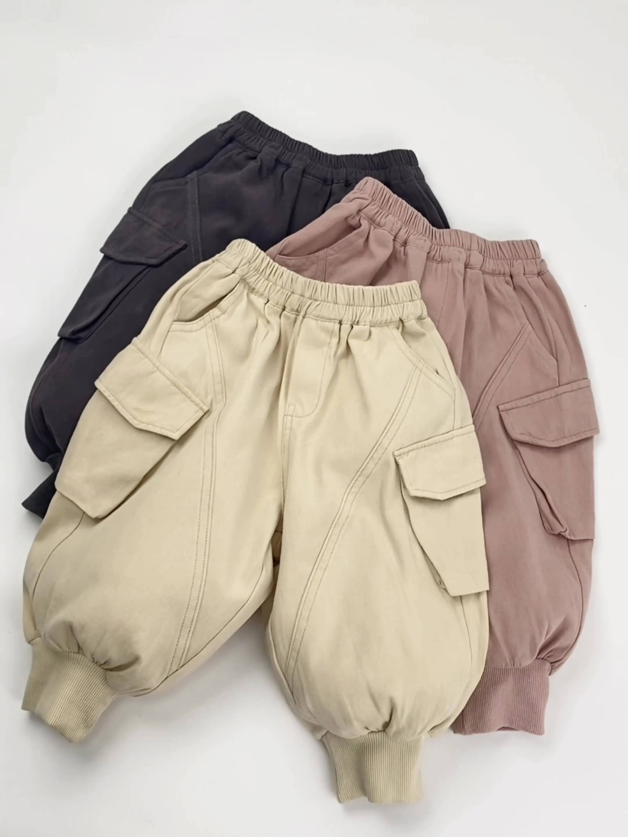Kids Loose Fit Cargo Pants with Pockets for Spring