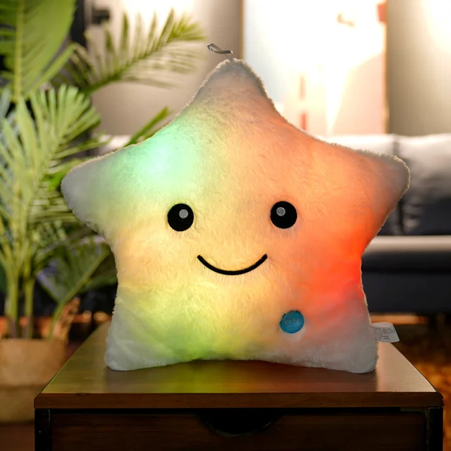 35cm Creative Toy Glowing Colorful Stars Luminous Pillow Cushion Soft Stuffed Plush Light Up Toys Gift for Girls Boys Kids Child 5