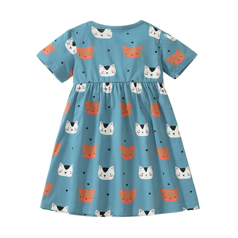 Jumping Meters 2-7 Years summer princess baby girls dresses animas print party birthday kids short sleeve frocks