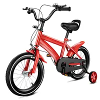 Vélo d'apprentissage rouge pour enfants de 14 pouces, vélo pour enfants avec 2 roues d'apprentissage réglables, vélo d'exercice pour enfants 1