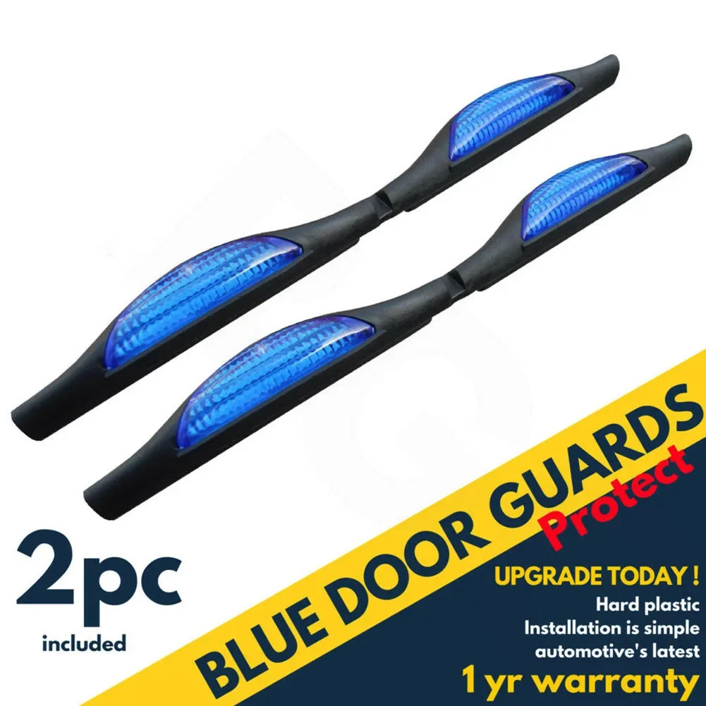 Set of 2 Blue Car Door Edge Protectors - Anti-Collision Reflectors & Scratch Guards