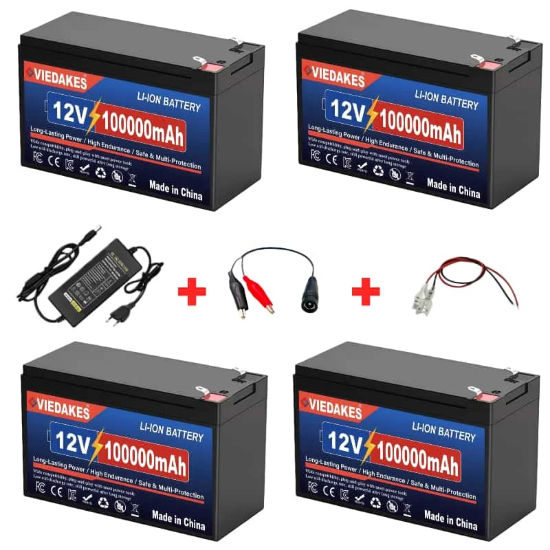 VIEDAKES 12V LiFePO4 Akku 12V 100Ah Integriertes 100A BMS 6000+ Ladezyklen für Wohnmobil Solar Boot Netzunabhängig