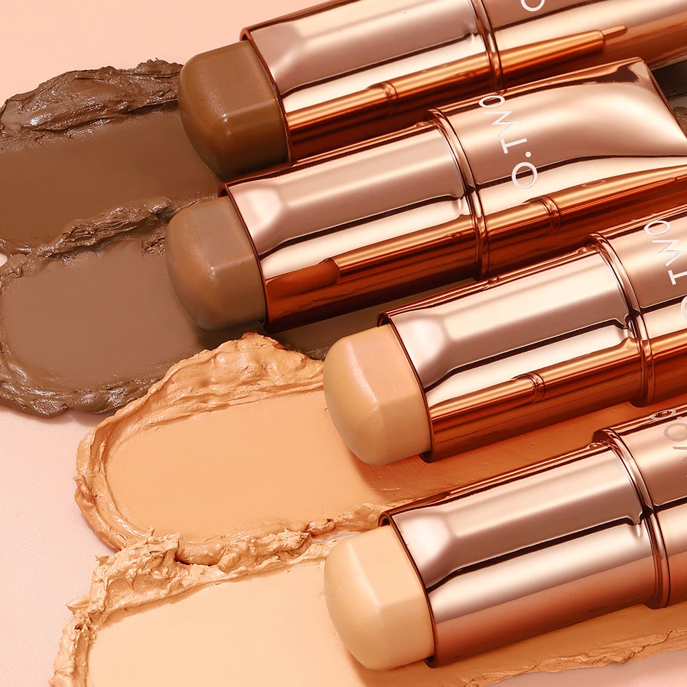Face concealer pen contour stick sponge head concealer makeup concealer O.TWO.O monochrome silky concealer stick stereo sculpting face contours natural cover dark circles modify outline