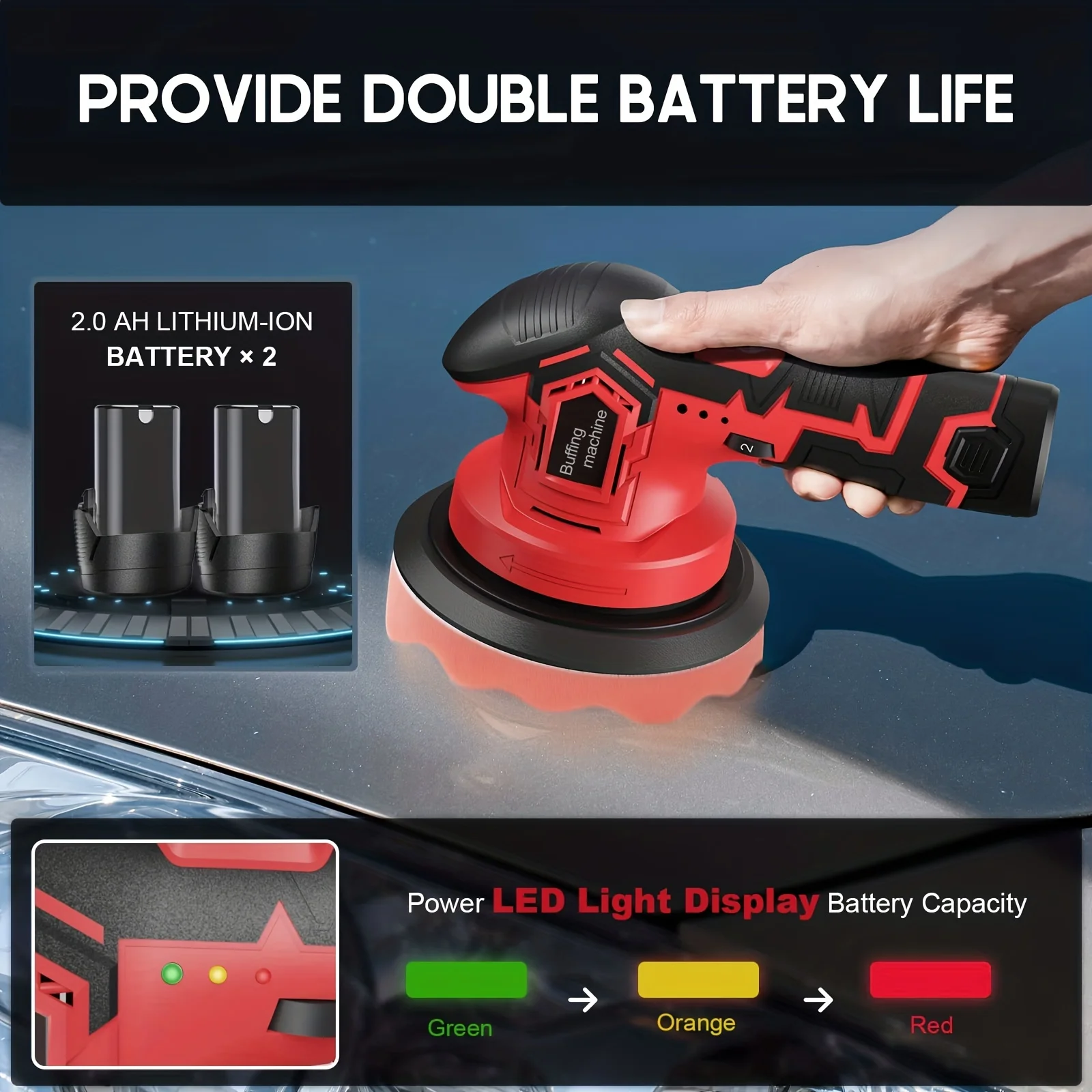 2000-5000rpm Cordless Mini Polisher 6Gears Car Polishing Machine 12V Electric Cars Polish Machines Adjustment Speeds Power Tool