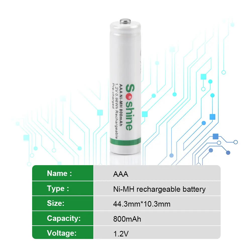 Ni-MH Rechargeable Batteries 1.2V 800mAh AAA/Micro 1000 Recycle Times 1000 Recycle Times
