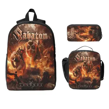3Pcs Legends Legendary Tour 2026 Sabatons Theme School bags Set for Girls Boys Pencil Boxes Backpack Sets with Lunch Box 1