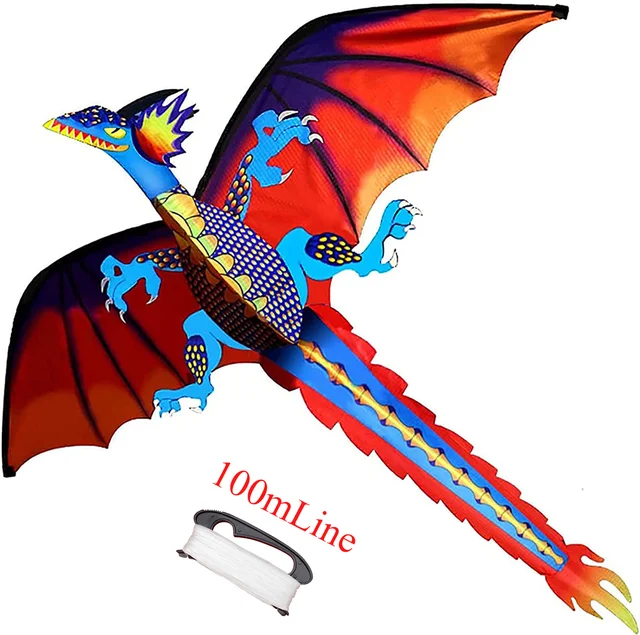 Factory Sale 3D Dragon Kite Flying  For Adult Children Pterosaur Kites Outdoor Toy Bird Kids 100m Line Gift With Handle & Line 1
