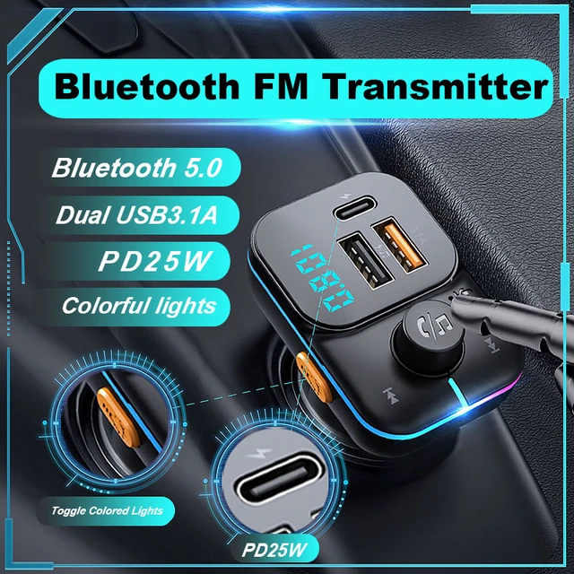 Auto MP3-Player Bluetooth Auto FM Player LED-Anzeige  2-Port-Zigarettenanzünder Adapter USB-Auto ladegerät Multifunktions- -  AliExpress