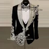 Man Glitter Sequins Suits For Wedding Luxury Jewelry Ornament Beaded Prom Blazers Customized 3-Piece Men's Tuxedos Costume Homme 3