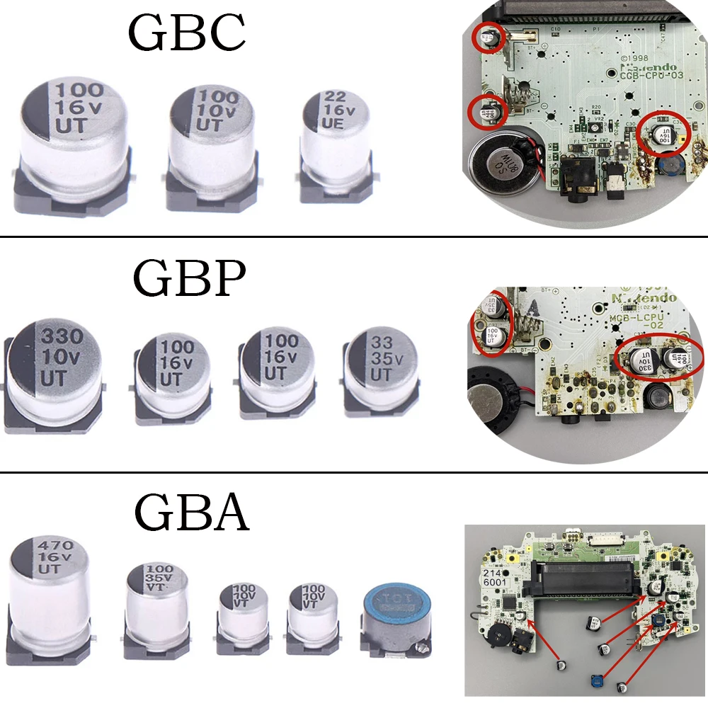 Condensatore Della Scheda Madre Per Gameboy Advance Gba Per Gameboy Pocket Gbp Per Gameboy Color Gbc Board Repair Sostituzione