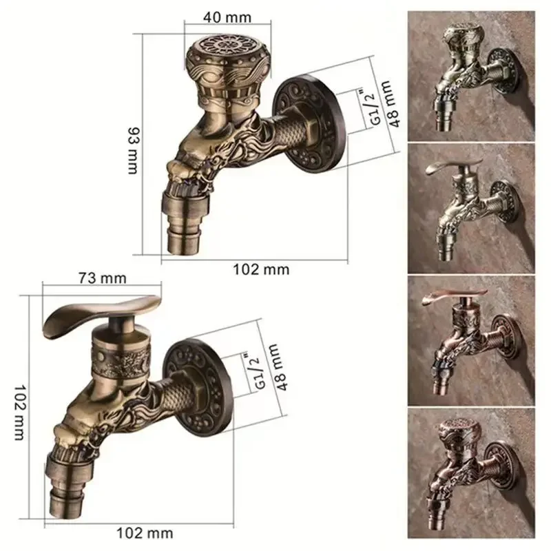 Antique European Style Wall-mounted Washing Machine Faucet Single Cold Water Valve Taps Mop Pool Faucet Accessories