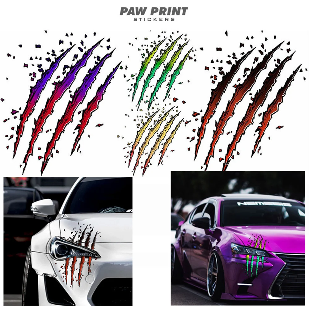 

1Pcs Auto Car Sticker Reflective Monster Claw Scratch Stripe Marks Headlight Decal Car Stickers car accessories For Cars Motors