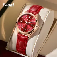 POSHI 972 Fashion Quartz Watch Casual Ladies Dress Wristwatch Leather Strap With Date Life Waterproof Original Watches Girls 2