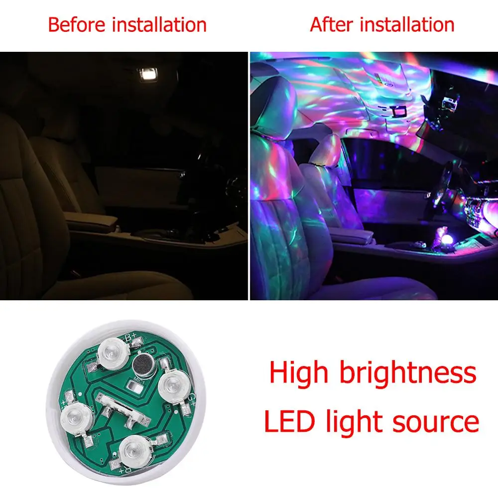 led headlights for cars RGB Car DJ Ambient Light USB Apple Colorful Music Sound Led Lights Disco Holiday Party Atmosphere Interior Dome Trunk Lamp 5V underglow lights