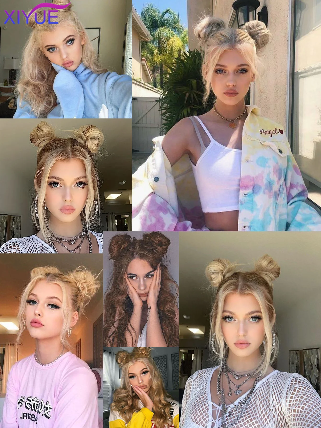 Synthetic Space Bun 2PCS Mini Claw Clip in Messy Cat Ears Fake Hair Bun Extensions Wig Accessory Donut Updo Hairpieces for Women