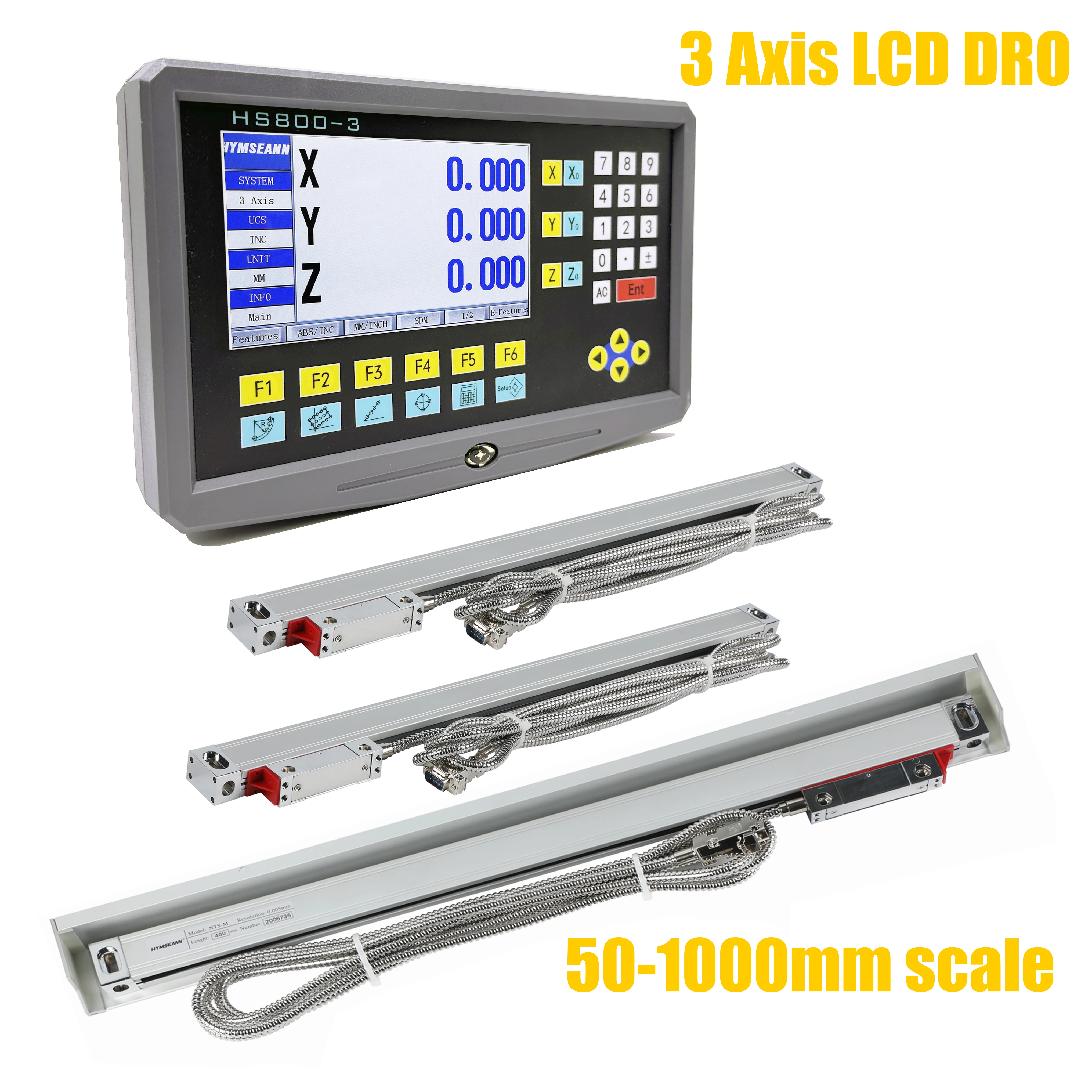 LCD DRO 키트 완전 세트, 디지털 판독 디스플레이 및 선형 스케일 인코더, 3 축 밀링 터닝 선반 그라인더 기계, 9 개 언어
