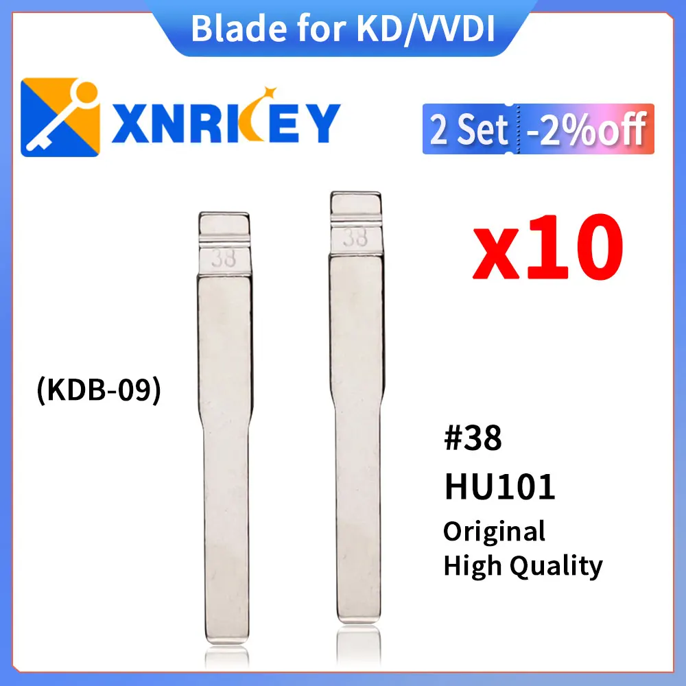 

XNRKEY 10 Pcs 38# HU101 Original High Quality Blade for KD/VVDI Remote Key Replacement Metal Blank Uncut Blade