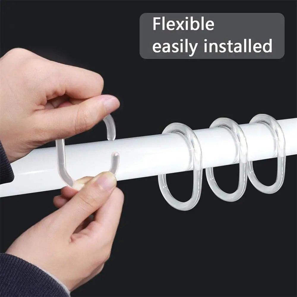 Shower Curtain Clips Hanging Ring Easy To Disassemble Widely Used Universal Size Easy To Install Bathroom Accessories Transparent Shower Curtain Ring