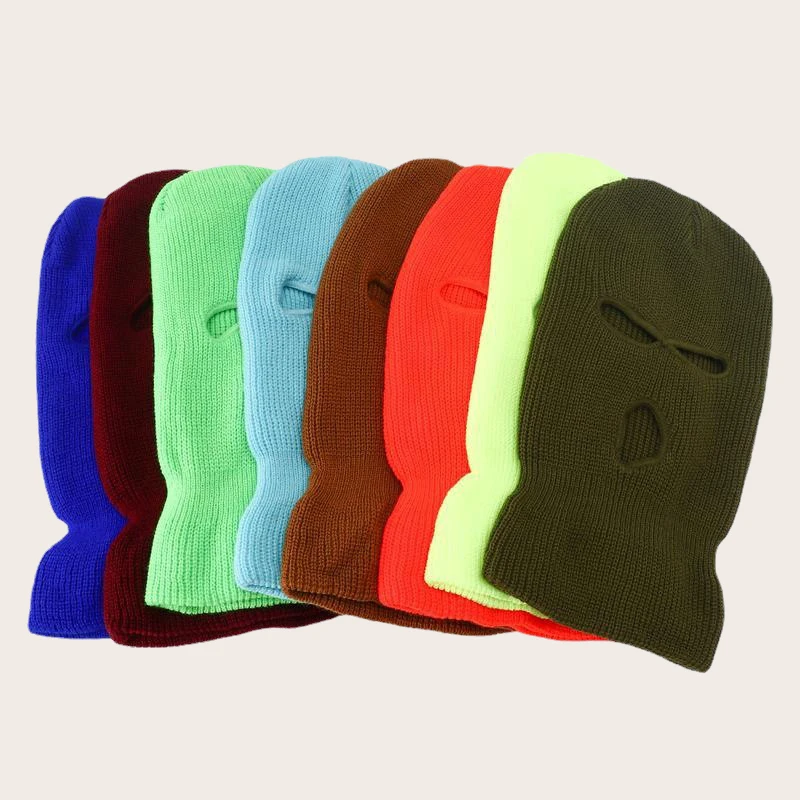 

New Black White 3 Hole Full Face Ski Mask Balaclava for Men Women Army Tactical CS Windproof Knit Beanies Winter Warm Caps