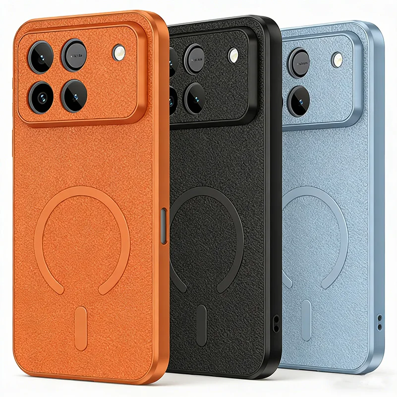 Luxury Goat Leather Magnetic Ring Case with Full-Body Protection
