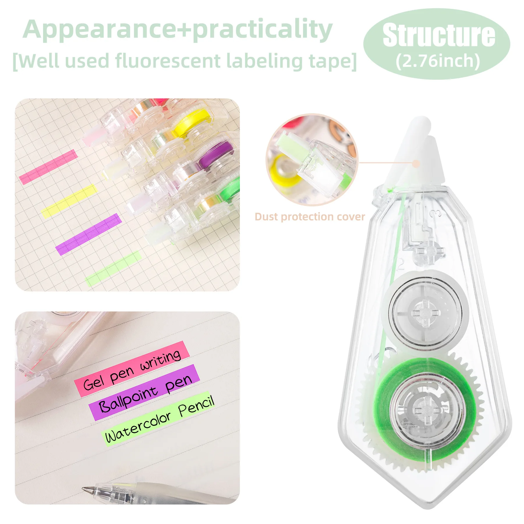 4/6 Roll Transparent Colorful Tabs Tape Writable File Tabs Flags Colored Page Markers For Reading Notes School Office Supplies