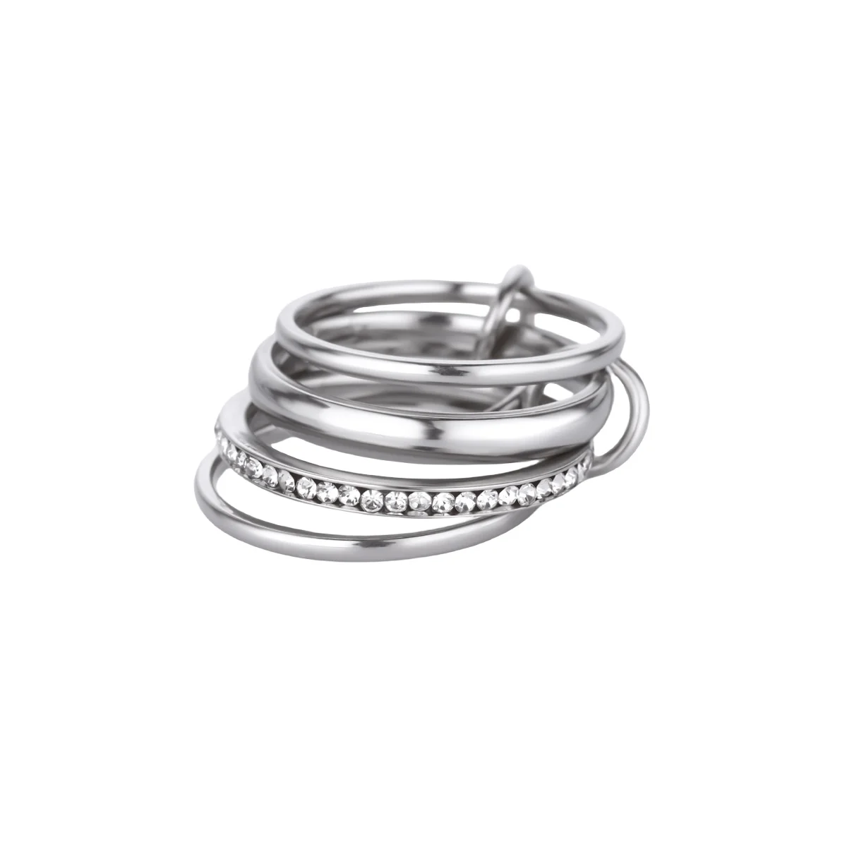 Four Layers Zircon Non Fixed Ring Waterproof Stainless Steel
