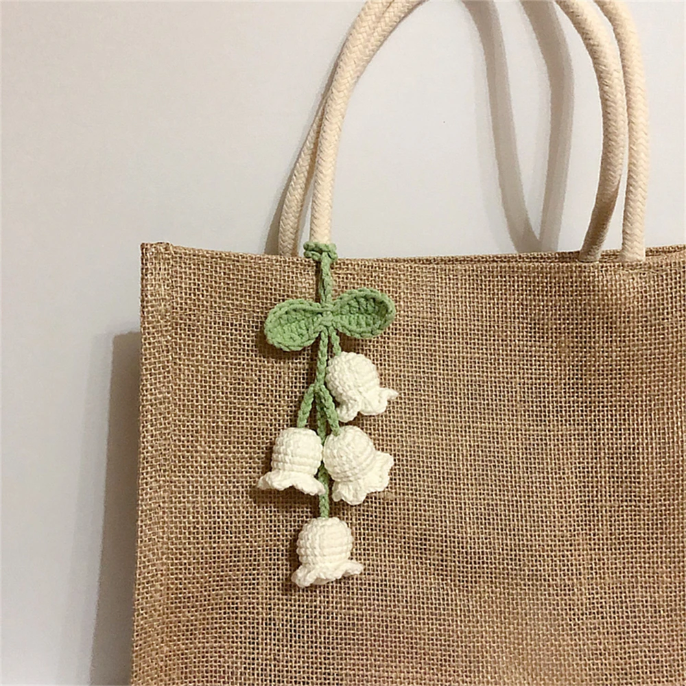Charming Handmade Knitted Orchid Flower Keychain Pendant