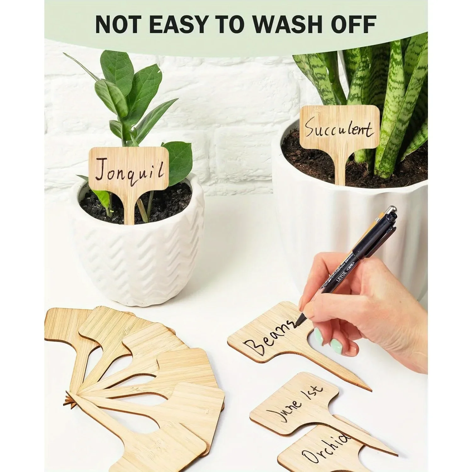 Garden Labels Bamboo Plant Labels T-Type Garden Marker For Plants Vegetable Seedlings Name Sign Outdoor Waterproof Handwritten Tags