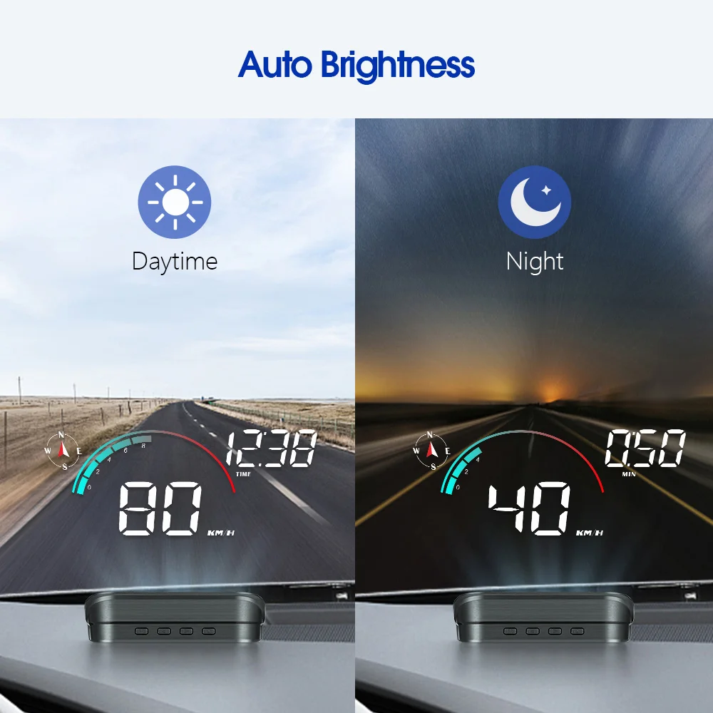 Universele Auto HUD Head UP Display Multifunctionele Projector GPS Snelheidsmeter Solar Opladen Voertuig Overhead Video Display