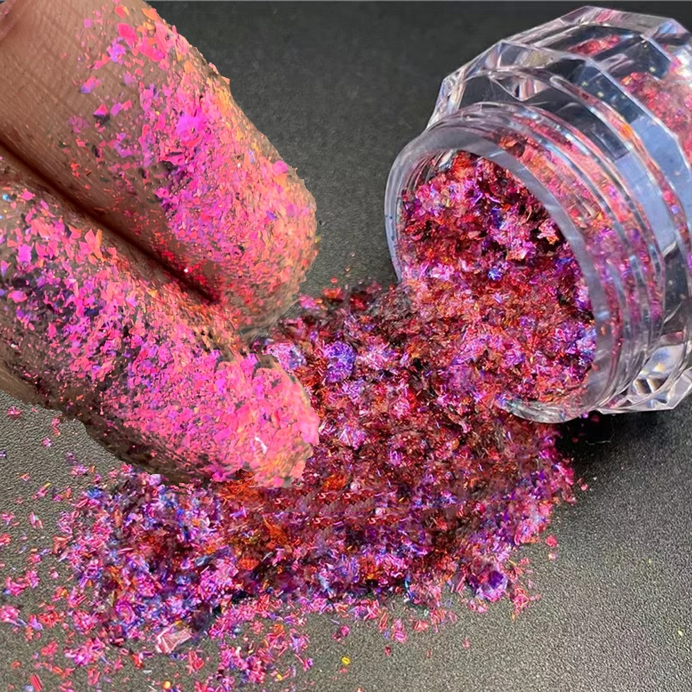 Aurora Chameleon Nail Art Opal Flakes Holographic Magic Mirror High Gloss Powder Iridescent Mermaid Chrome Pigment Dust 0.1g Jar