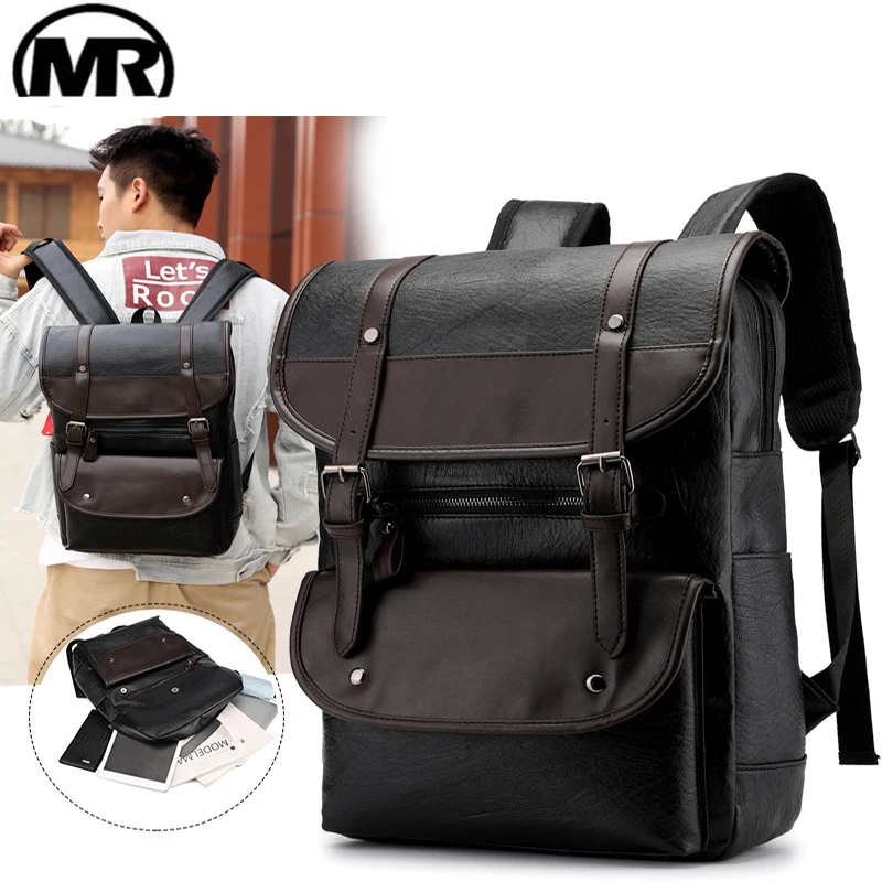 Nuovo zaino Borsa retrò alla moda da uomo Borsa per computer da lavoro Viaggio nel fine settimana Zaino in pelle impermeabile e resistente di grande capacità
