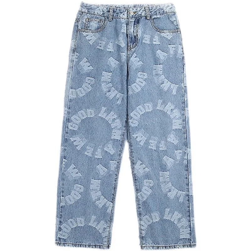 

Y2K повседневные парные джинсы с буквенным принтом, готические нейтральные Новые прямые свободные брюки с широкими штанинами в стиле хип-хоп, молодежная уличная одежда, джинсовые брюки