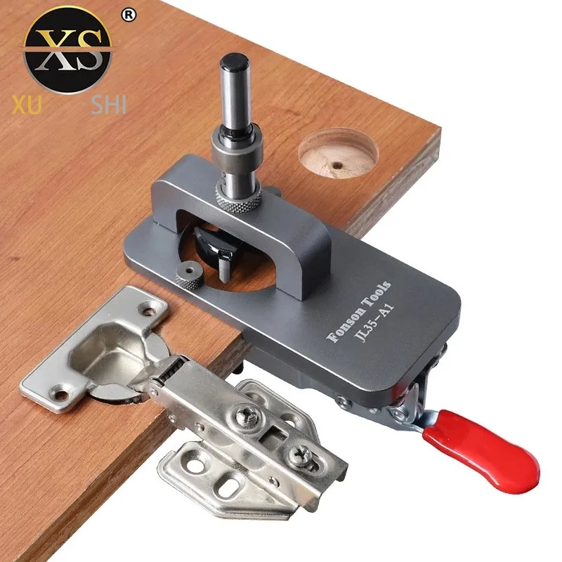 Woodworking Hole Drilling Guide Locator 35mm Hinge Boring Jig with Fixture Aluminum Plastic Hole Opener Template Door Cabinets