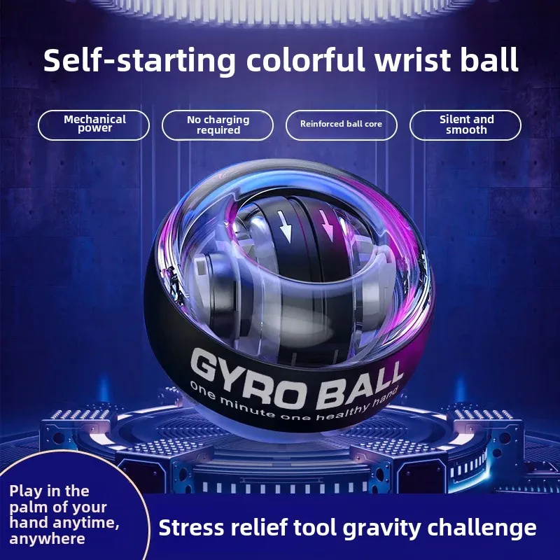 Self-Starting Glowing Silent Color Light Arm Strength Training Wrist Strengthener Stress Relief Finger Grip Trainer Ball