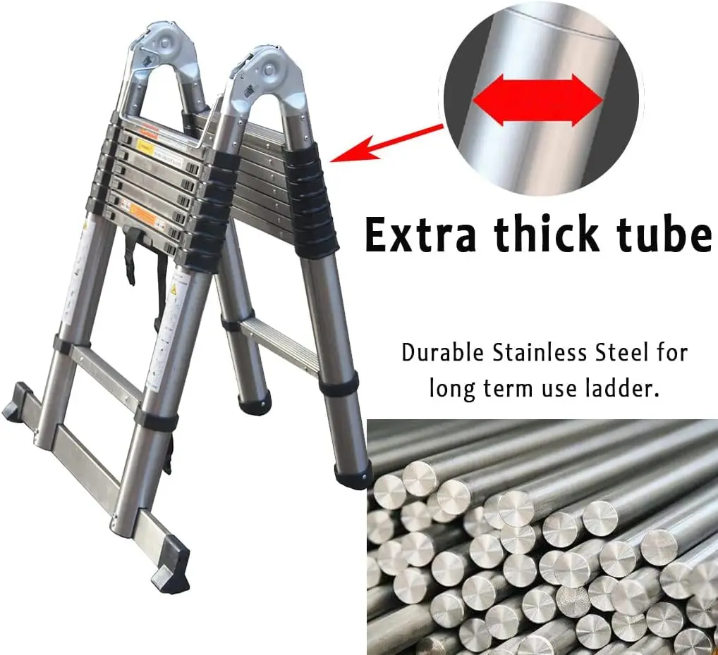 Top section of ladder showing reinforced structure