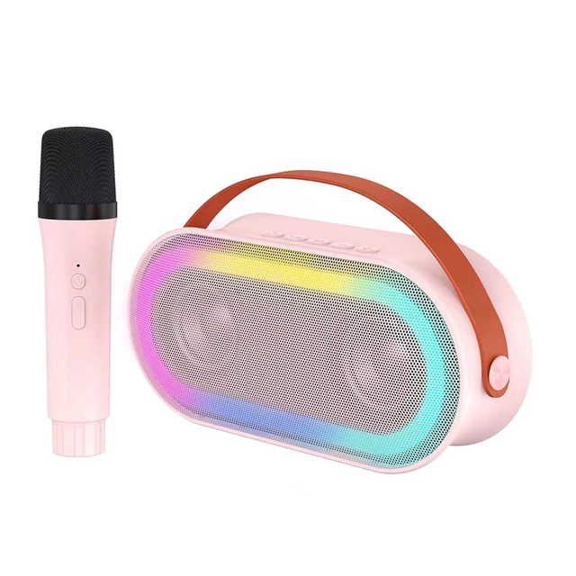 Mini machine de karaoké à domicile avec haut-parleur Bluetooth portable,  ensemble de microphones sans fil 1-2, lumière RVB, musique, lecteur MP3,  chant à la maison - AliExpress