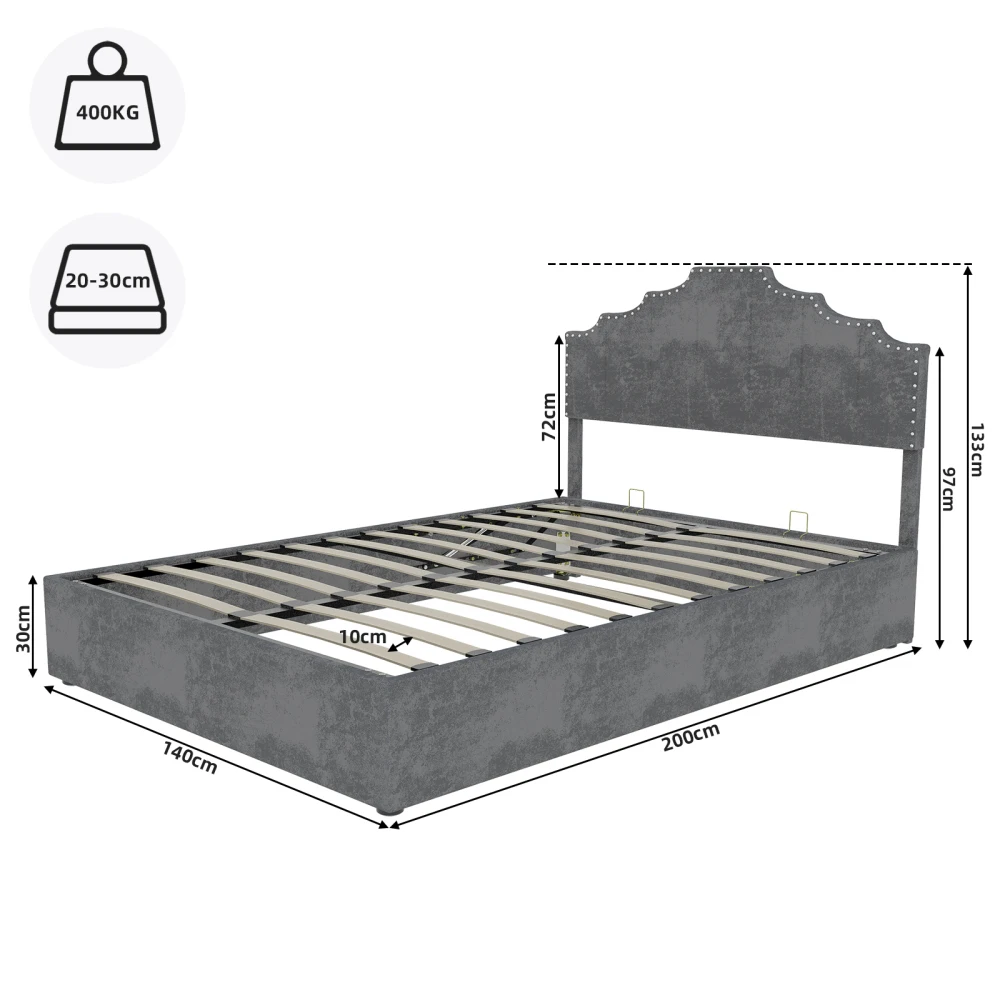Modernes, minimalistisches, weiches Bett, multifunktionaler Low-Box-Bettrahmen mit weichem und bequemem Kopfteil, keine Gasstange, keine Matratze – Detail 7