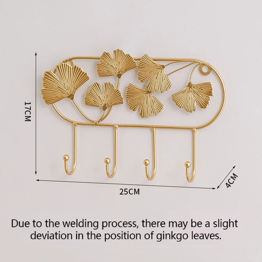 Nordic Style Golden Leaf Hook Creative Coat Cap Hanger Key Organizer Iron Art Wall Hanging Decoration Home Storage Accessories 5