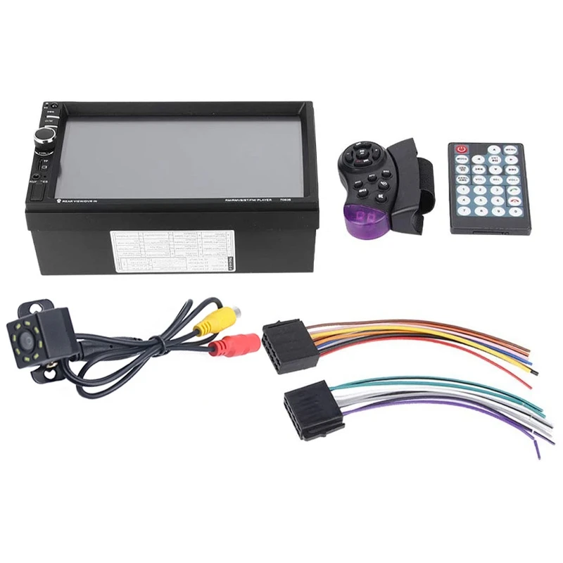 

Car MP5, 7060B 7Inch HD TFT Screen Bluetooth Car MP5 Video Player FM Radio AUX USB Rear View Camera with Remote Control