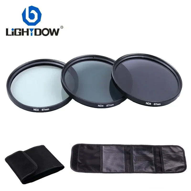 Lightdow 3 in 1 Lens Filter Kit ND2 ND4 ND8 49mm 52mm 55mm 58mm 62mm 67mm 72mm 77mm 82mm For Nikon Sony Pentax Canon Camera