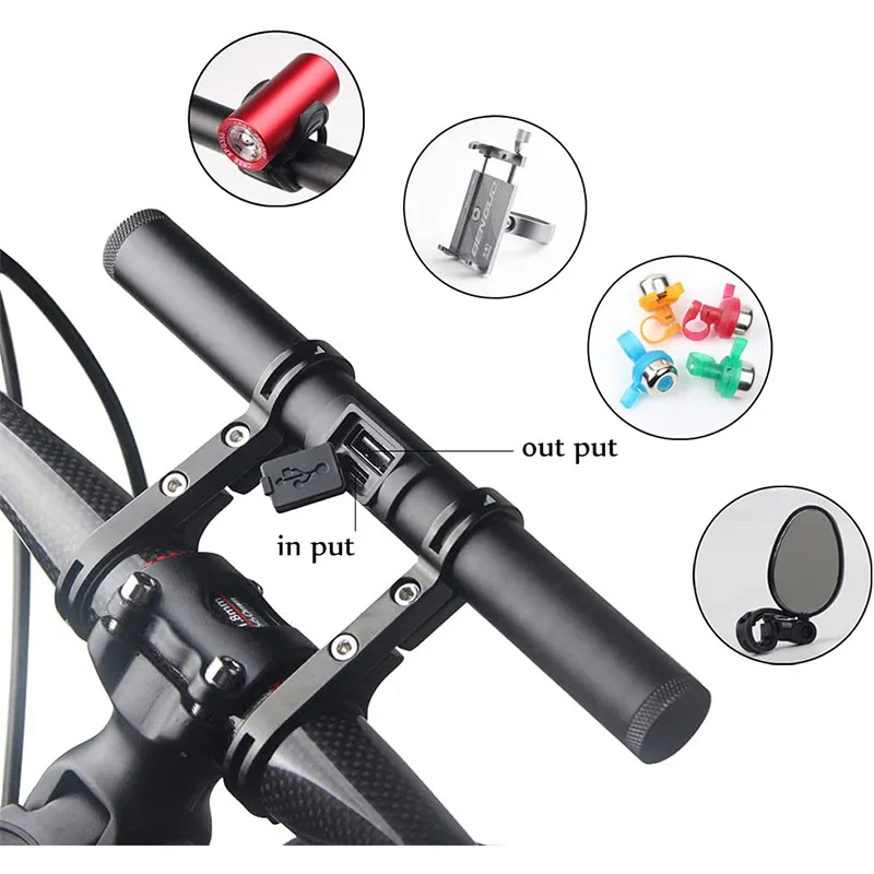 자전거 핸들바 익스텐더, USB 자전거 핸들바 익스텐션 마운트, Ebike MTB 전기 스쿠터, 사이클링 액세서리 (배터리 없음)