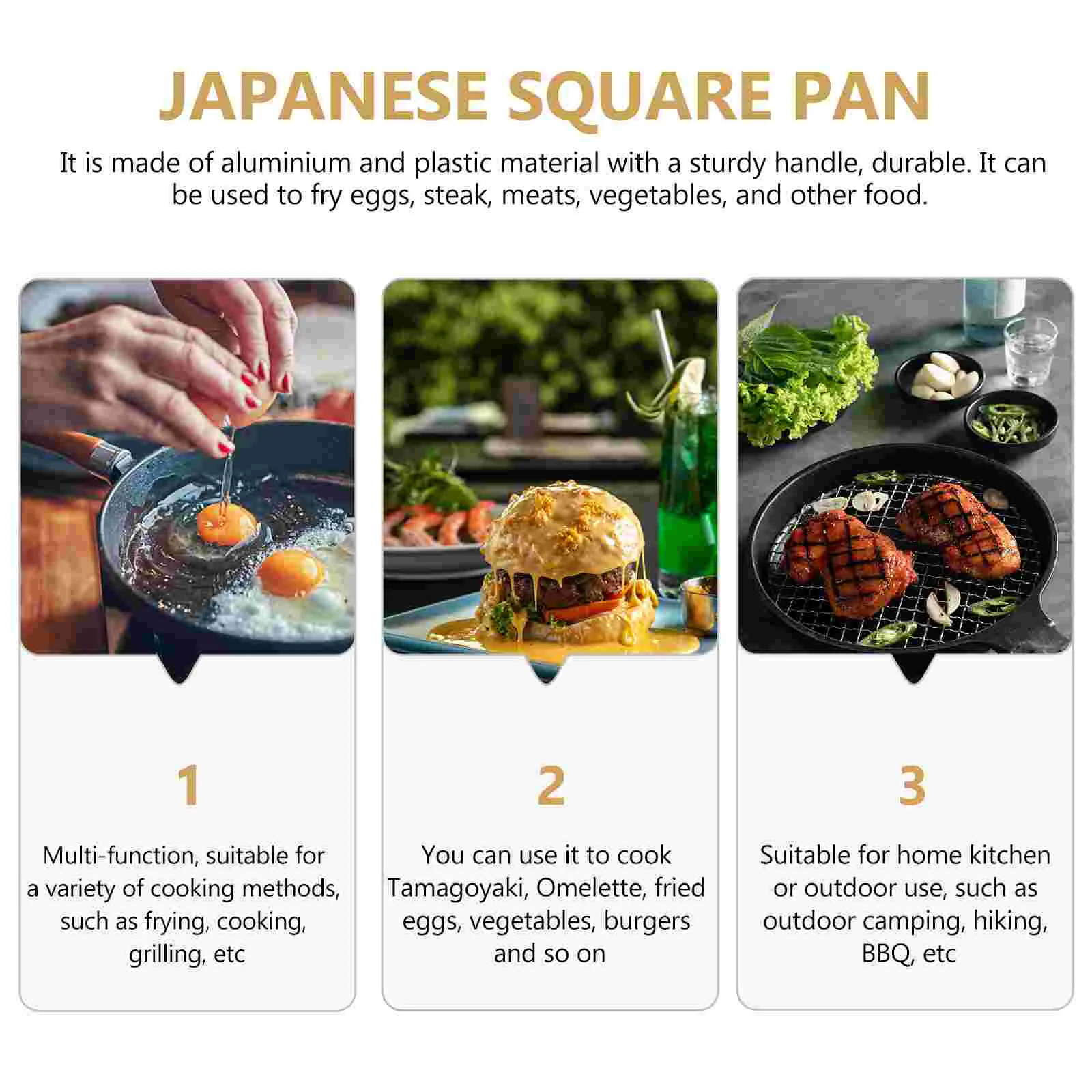 Japanese Square Skillet Pan Japanese Style Tamagoyaki Pan Kitchen Non Stick Frying Pan, Size: 35x13x3CM