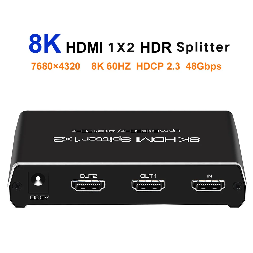 HDMI й 1x2 4K 120Hz 8K 60Hz HDMI 2.1 й ȯ, 1  2  HDCP 2.3 UHD HLG HDR 7680x4320P 8KTV PS5 Xbox ӿ