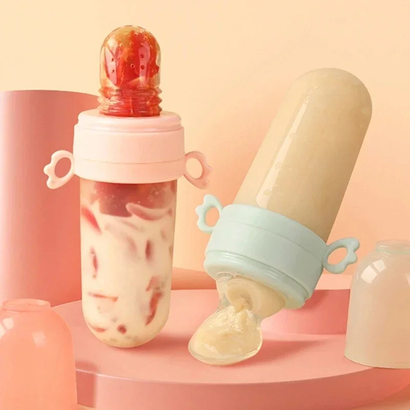 Baby Feeding Bottle + Teether Baby Silicone Rice Paste Cereal Feeding Squeeze Bottle Spoon Feeder for Newborn Child Utensils silicone feeding spoon,silicone cutlery set,baby cutlery,silicone baby bottle