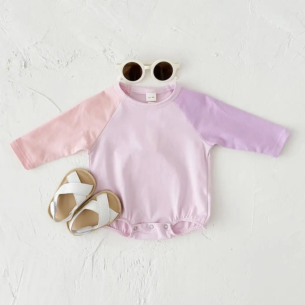 New Spring Baby Boy Girl Bodysuit Long Sleeve Bubble Romper Round Neck Side Newborn Baby Clothing Unisex Toddler Infant 0-18M 4